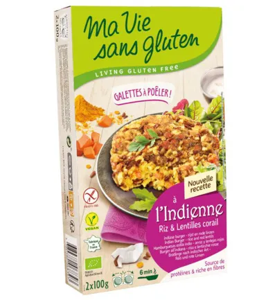 Ma Vie Sans Gluten Indiase Rijstburgers 2 X 100Gr Vegan Glutenvrij Bio (2 X 100 gr)
