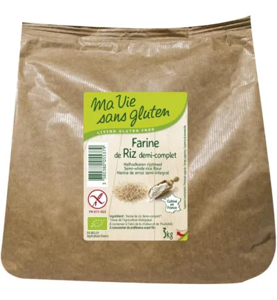 Ma Vie Sans Gluten Rijstmeel Halfvolkoren Glutenvrij Bio (3000 gr)