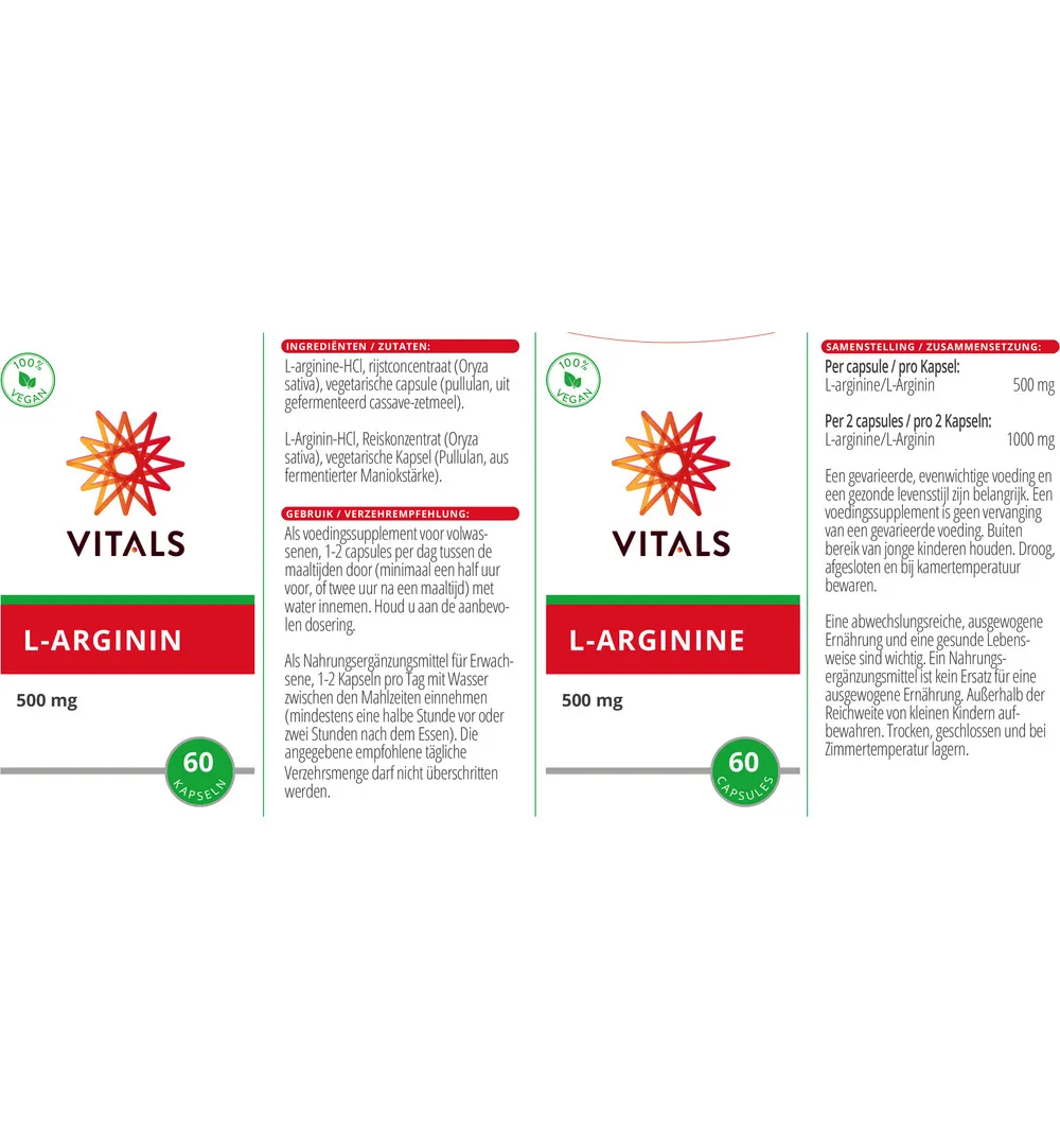 Vitals L-arginine 500 mg (60 vega capsules) - image 3
