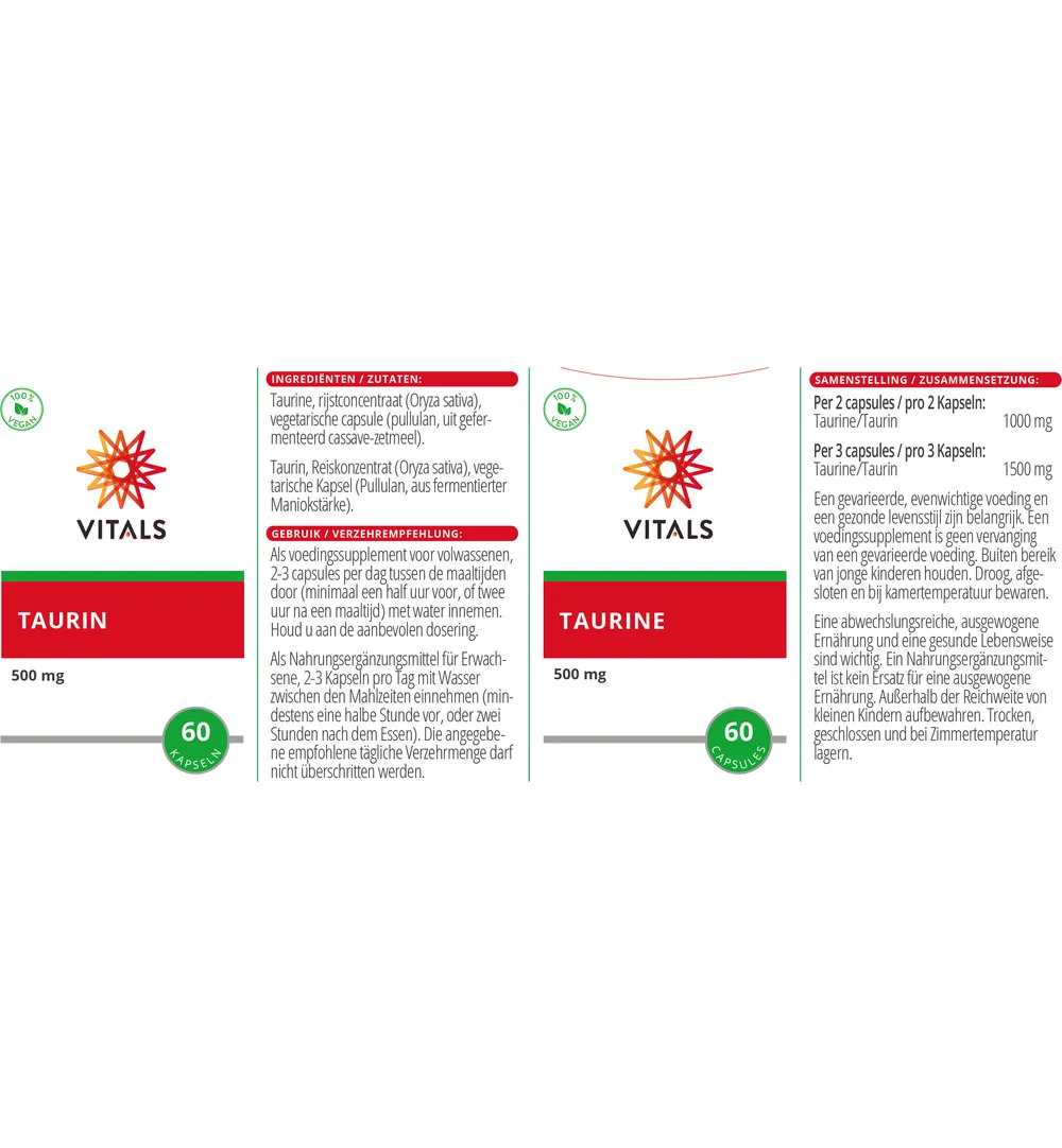 Vitals Taurine 500 mg (60 capsules) - image 3