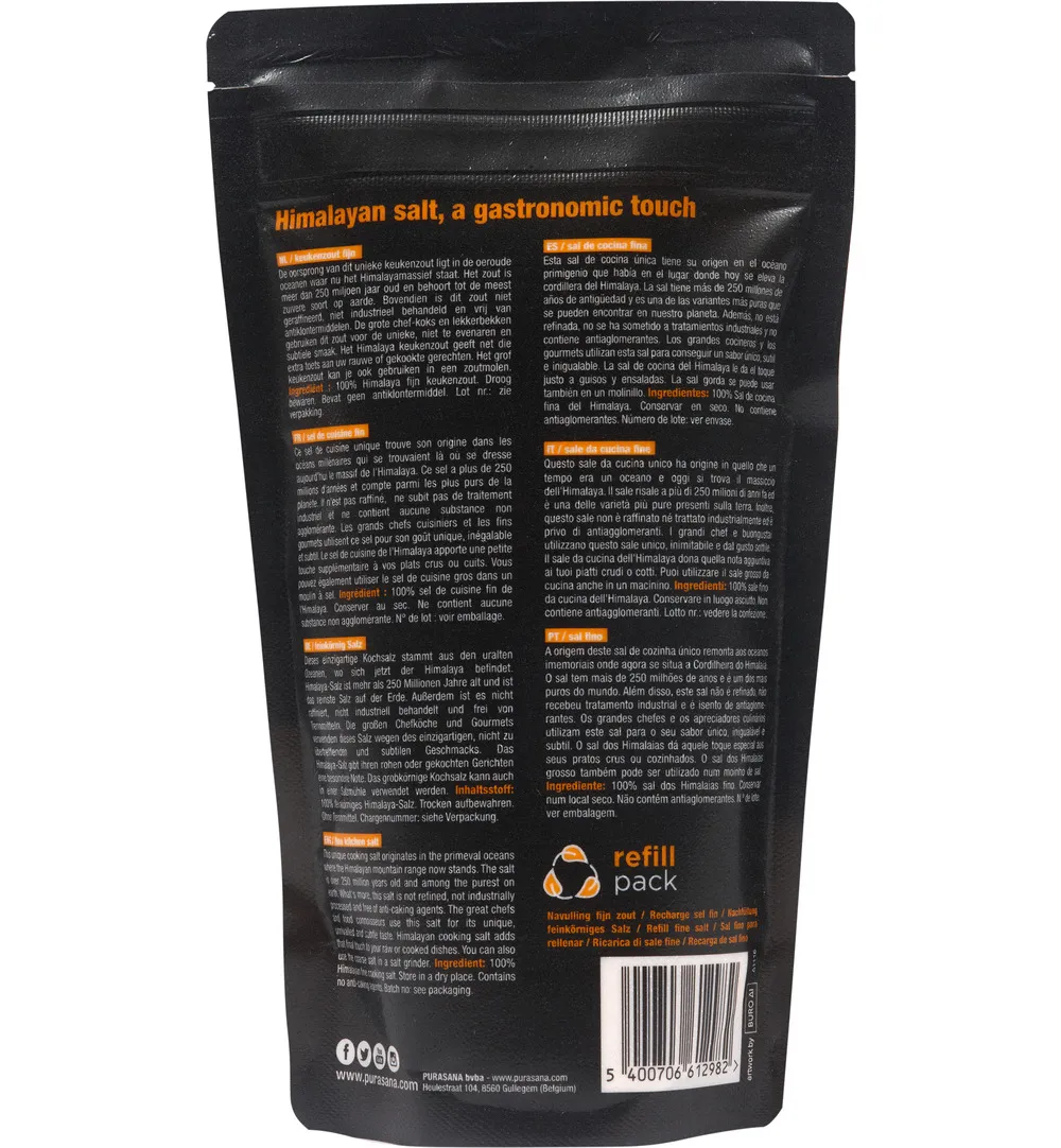 Purasana Himasala Keukenzout Fijn Navul/Sel Fin Recharge (500 gr)