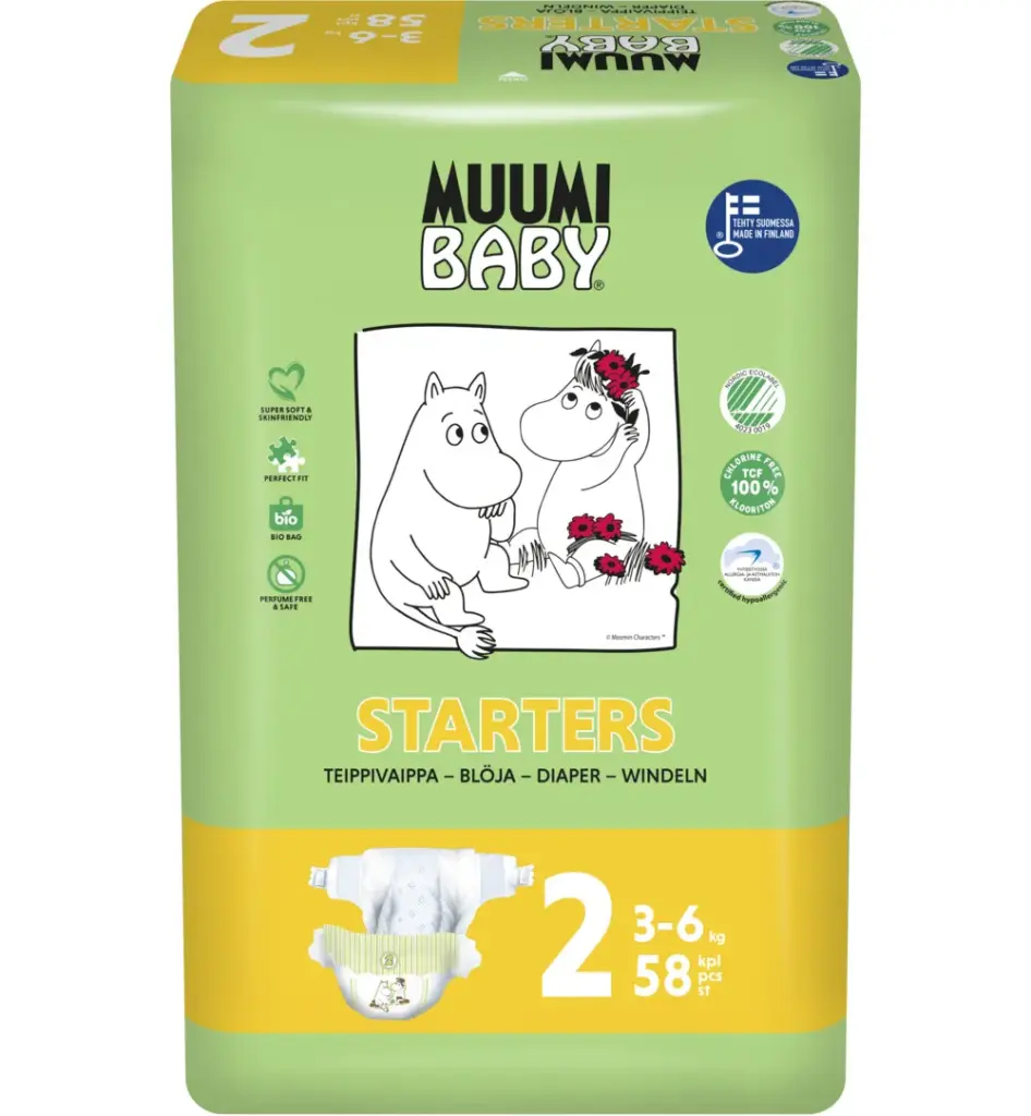 Muumi Baby Eco luiers maat 2 mini 3-6kg (58 stuks)