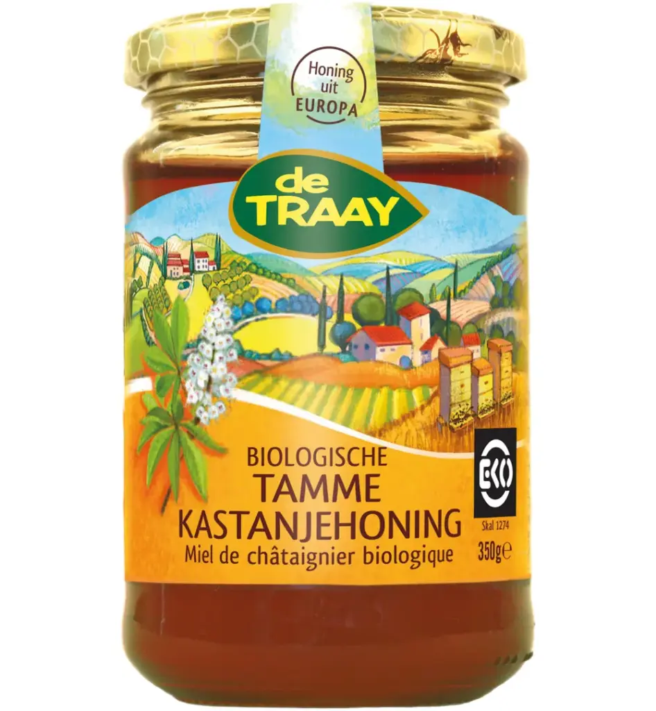 De Traay Kastanjehoning tamme bio (350 ml)