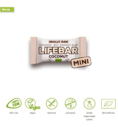 Lifefood Mini Lifebar Energiereep Kokos Raw & Bio (25 gr)
