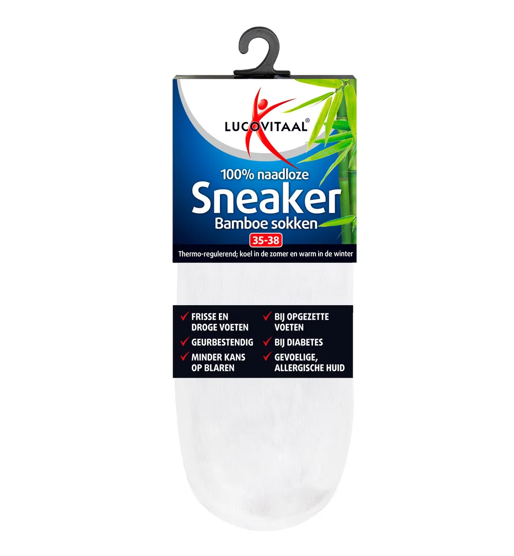 Lucovitaal Bamboe Sneakersokken Wit 35-38 (1 paar)