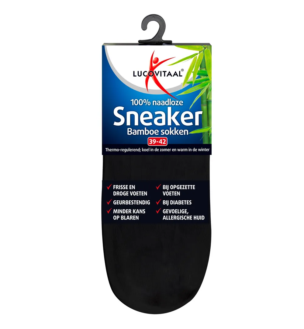 Lucovitaal Bamboe Sneakersokken Zwart 39-42 (1 paar)