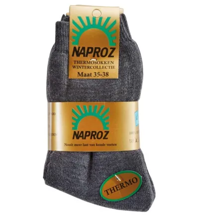 Naproz Thermo Sokkengrijs Maat 43-46 (3 Paar)