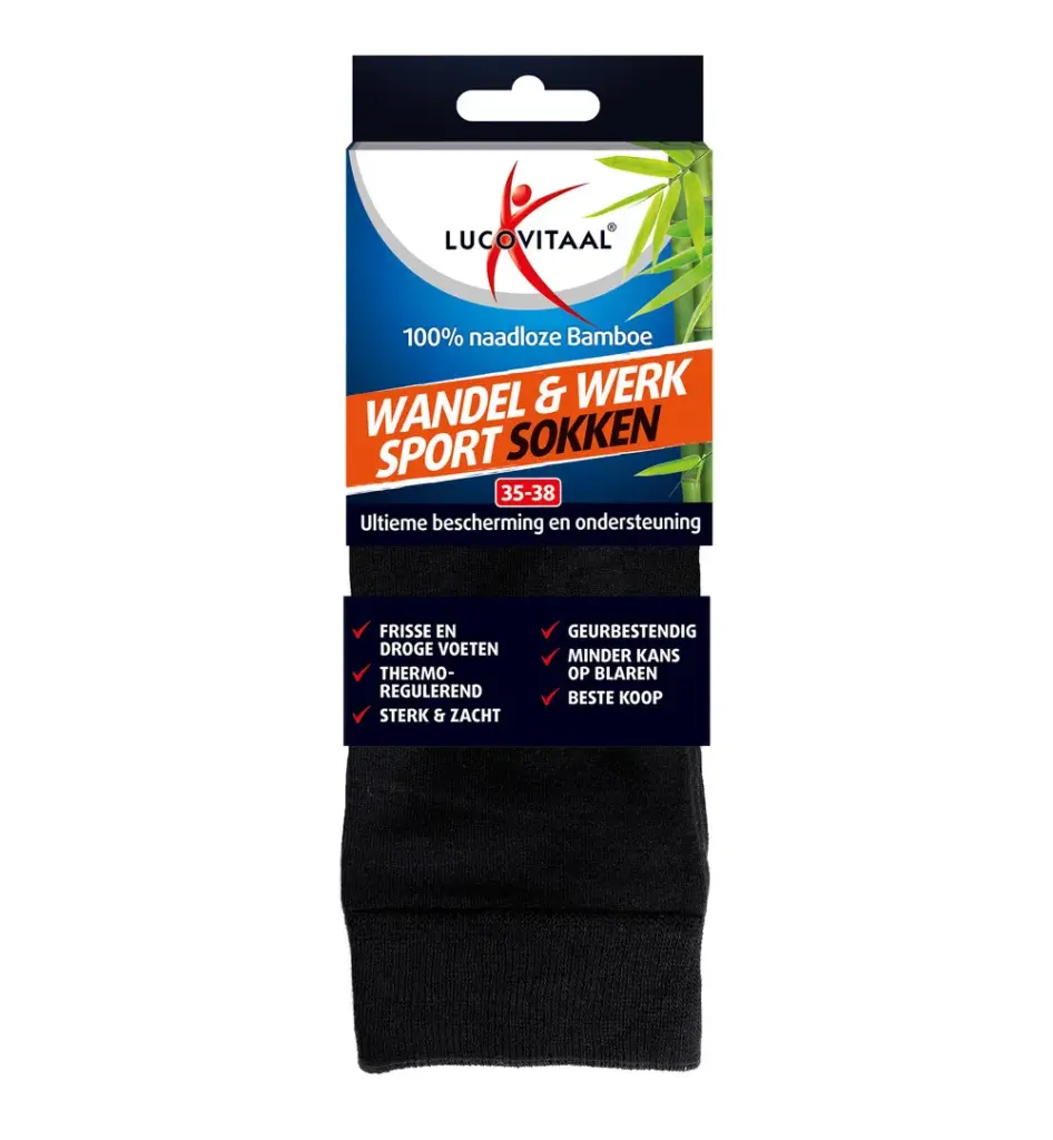 Lucovitaal Bamboe Wandel, Werk & Sportsokken 35-38 (1 paar)