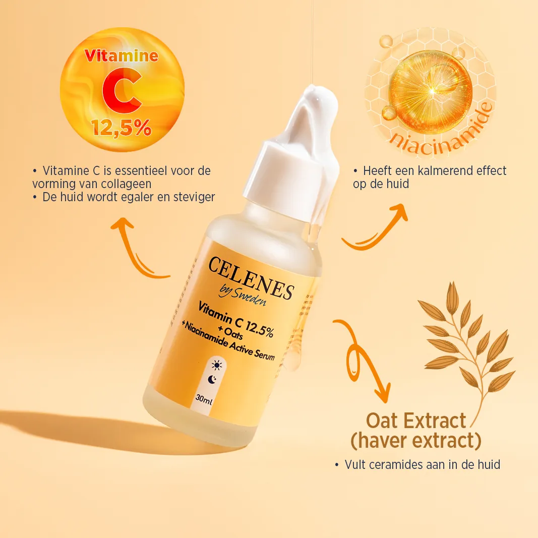 Celenes Active serum vitamin C 12,5% + oats + niacinamide (30 ml) - image 3