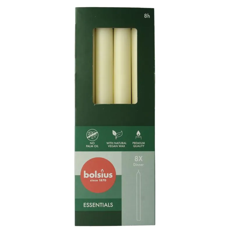 Bolsius Dinerkaarsen 230/20 Soft Pearl (8 stuks)