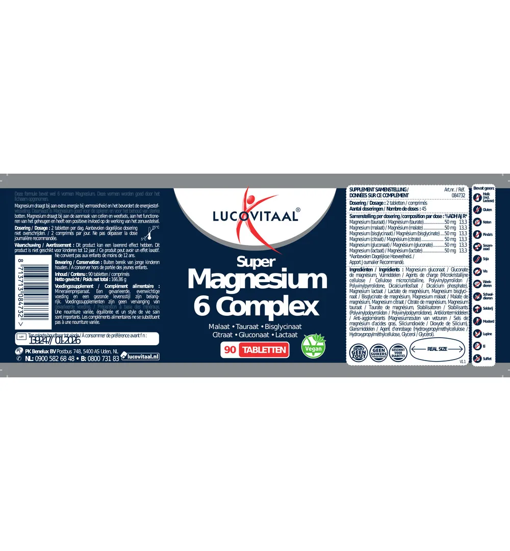 Lucovitaal Magnesium Super 6 Complex (90 tabletten) - image 2