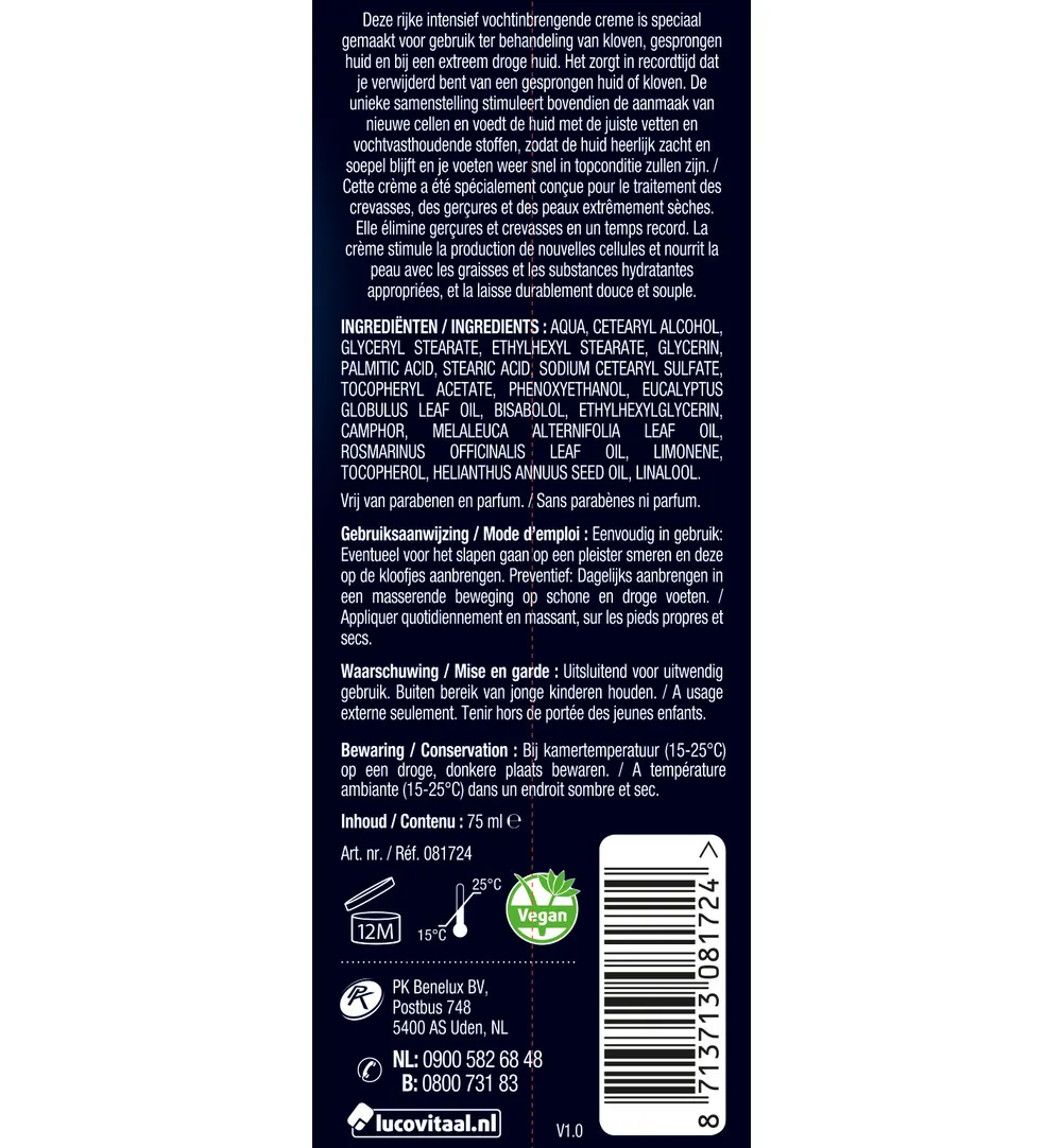 Lucovitaal Kapotte Hielkloven Crème (75 ml)