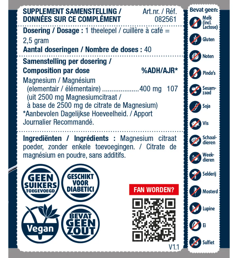 Lucovitaal Magnesium 400mg Citraat Poeder (40 doseringen)