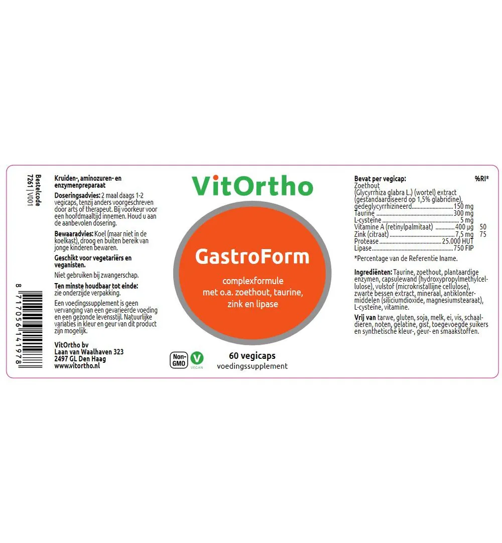 VitOrtho GastroForm (60 vega capsules)