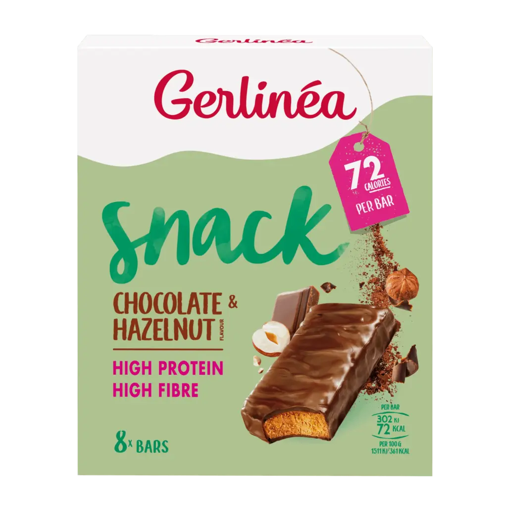 Gerlinéa Snackrepen Chocolade & Hazelnoot Smaak (8 X 20 gr)