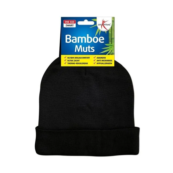 Lucovitaal Bamboe Muts Zwart (1 stuk)