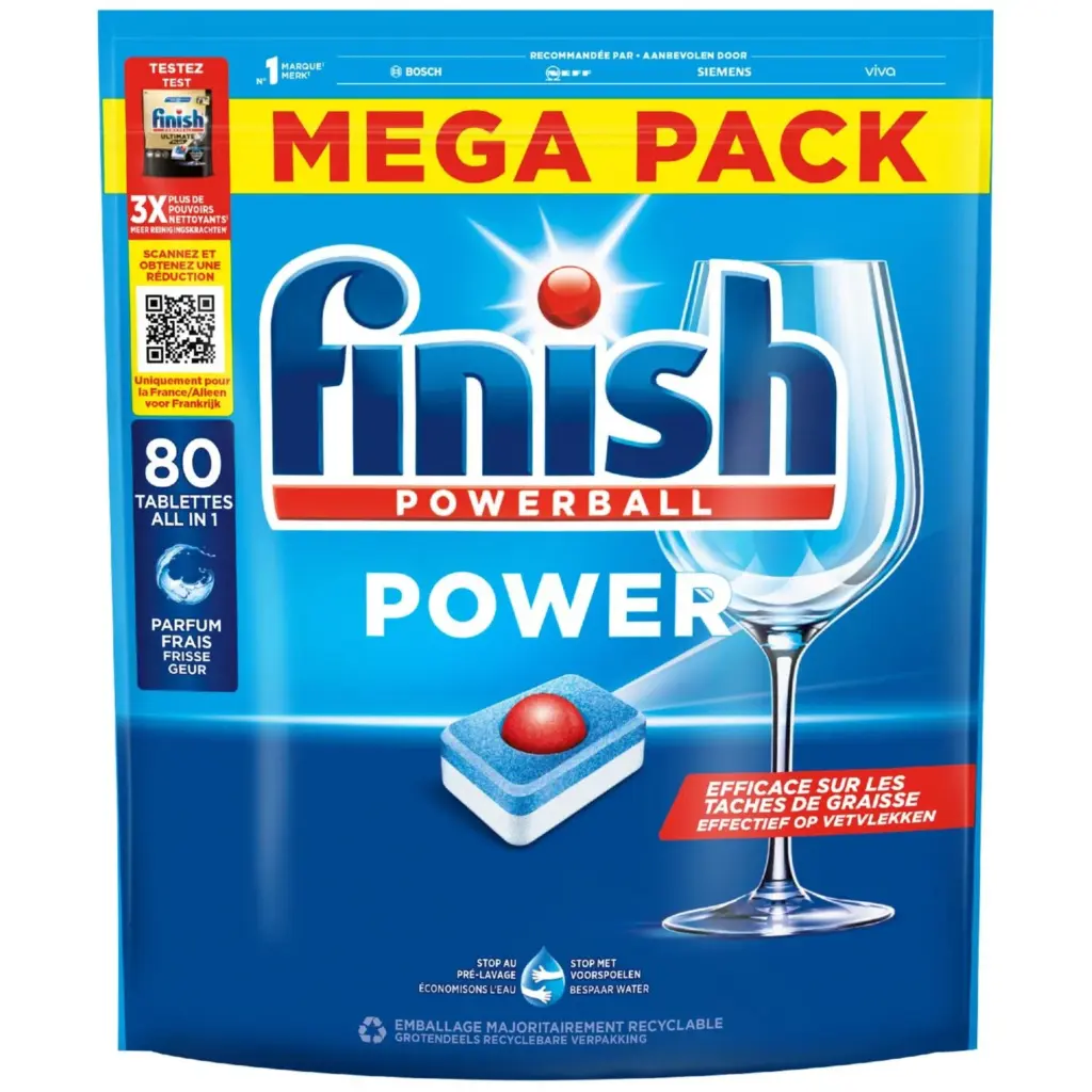 Finish Vaatwastabletten Power All-In-1 Regular Maxi Pack (80 tabletten)