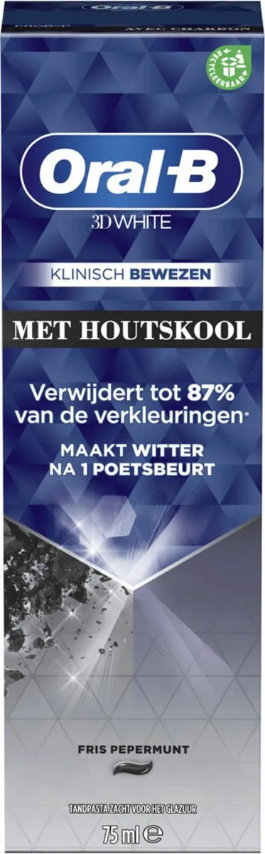 Oral B Tandpasta 3D White Houtskool (75 ml)