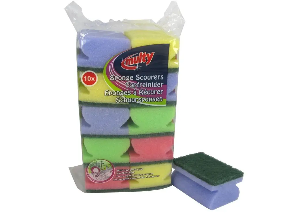 Multy Schuurspons Met Greep 9X6.5X4.5 Ass. (10 stuks)