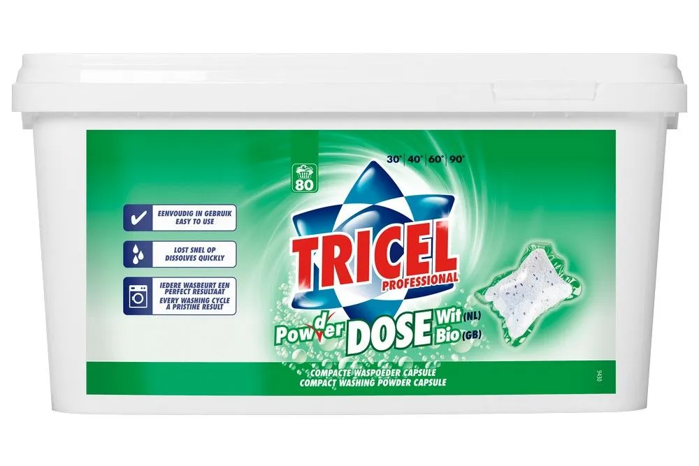 Tricel Wasmiddel Powder Pods Dose Wit Emmer (2160 gr)