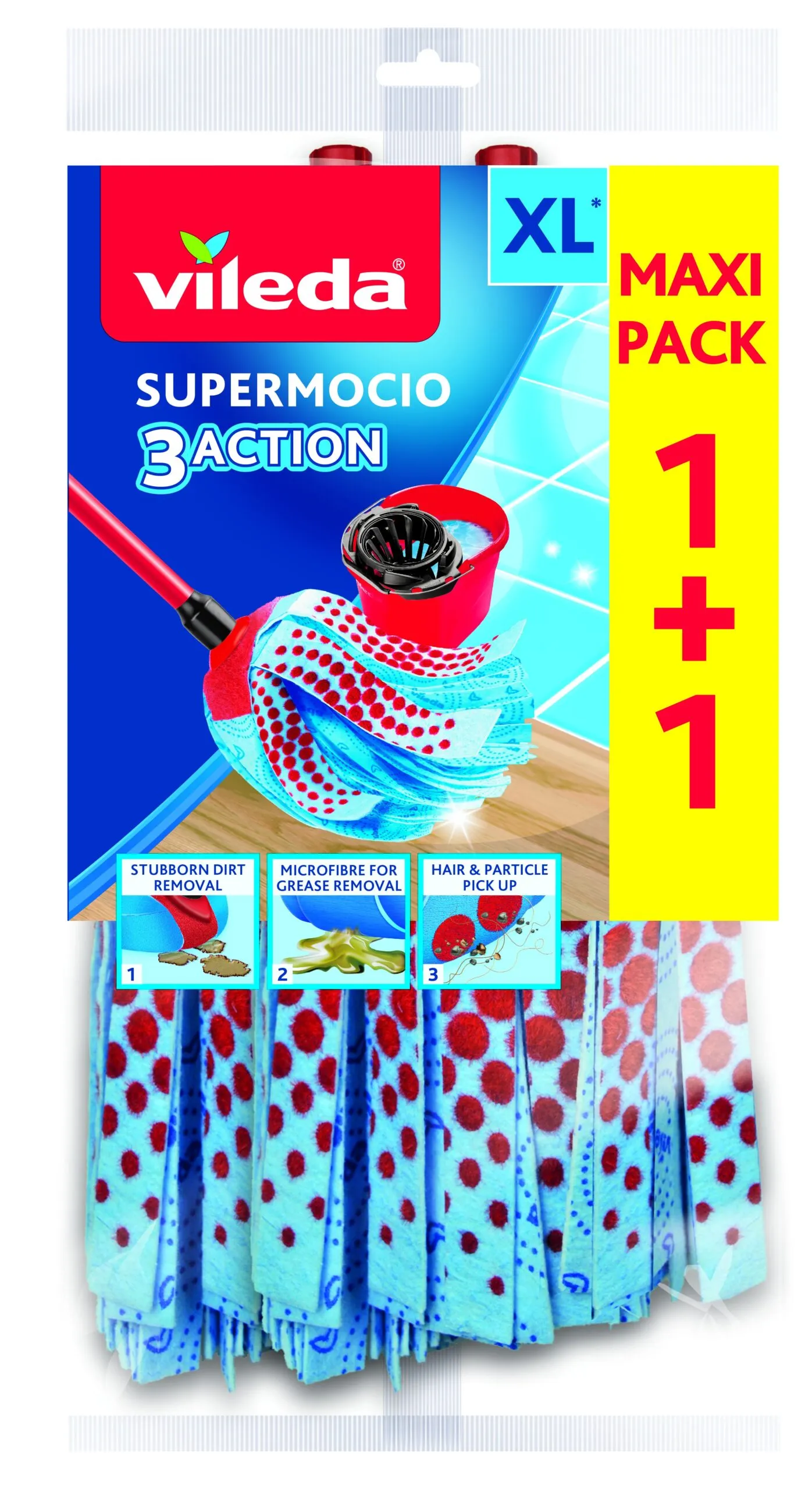 Vileda Reservemop Super Mocio Blauw (2 stuks)
