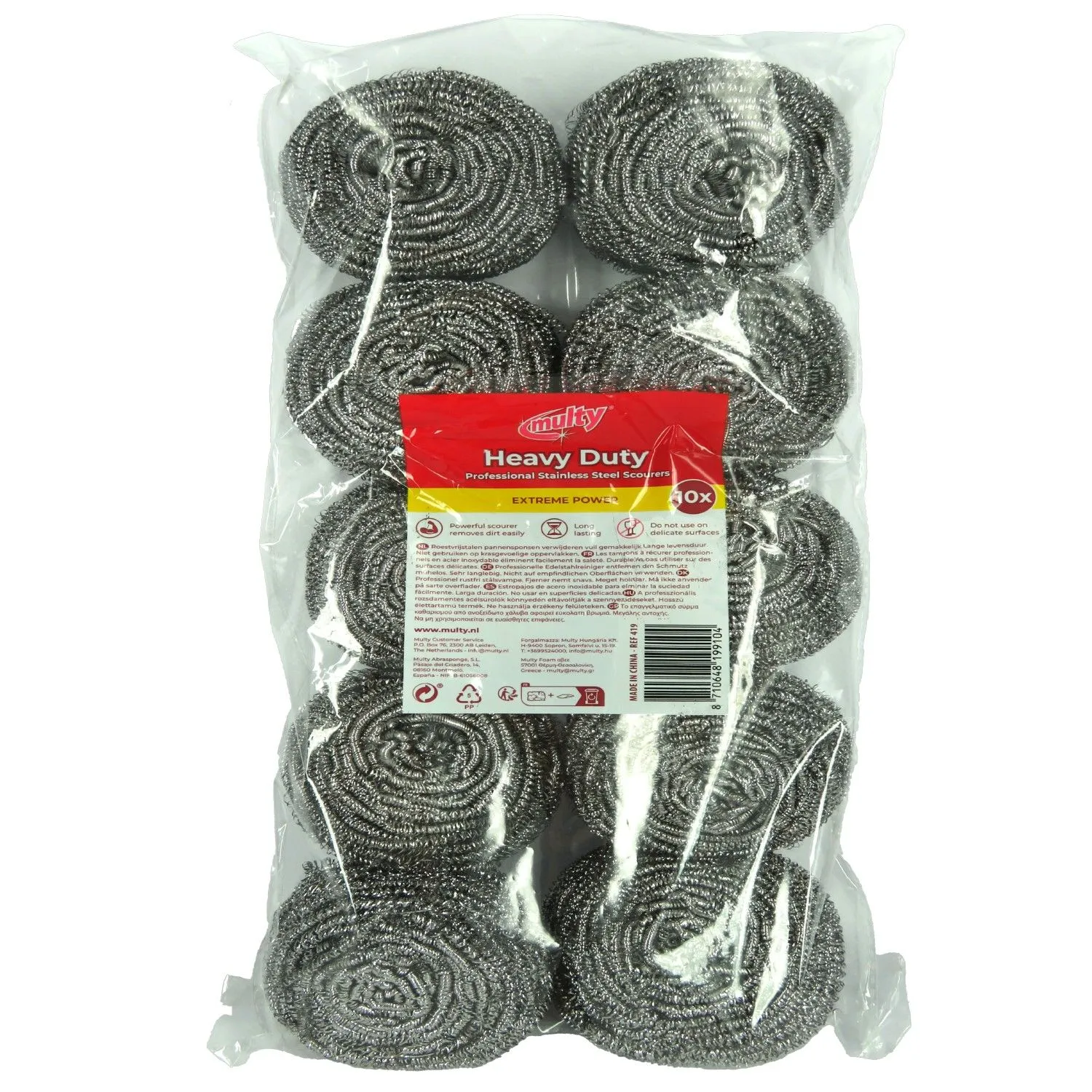 Multy Professional Stainless Steel Scourers Heavy Duty (10 stuks)