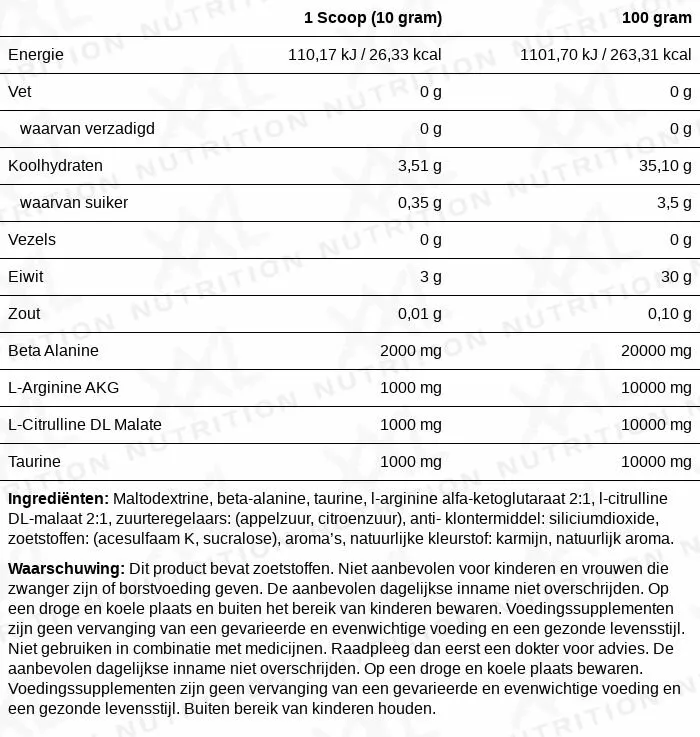 XXL Nutrition Blast Pre Workout Decafe Fruit Punch (300 gr) - image 2