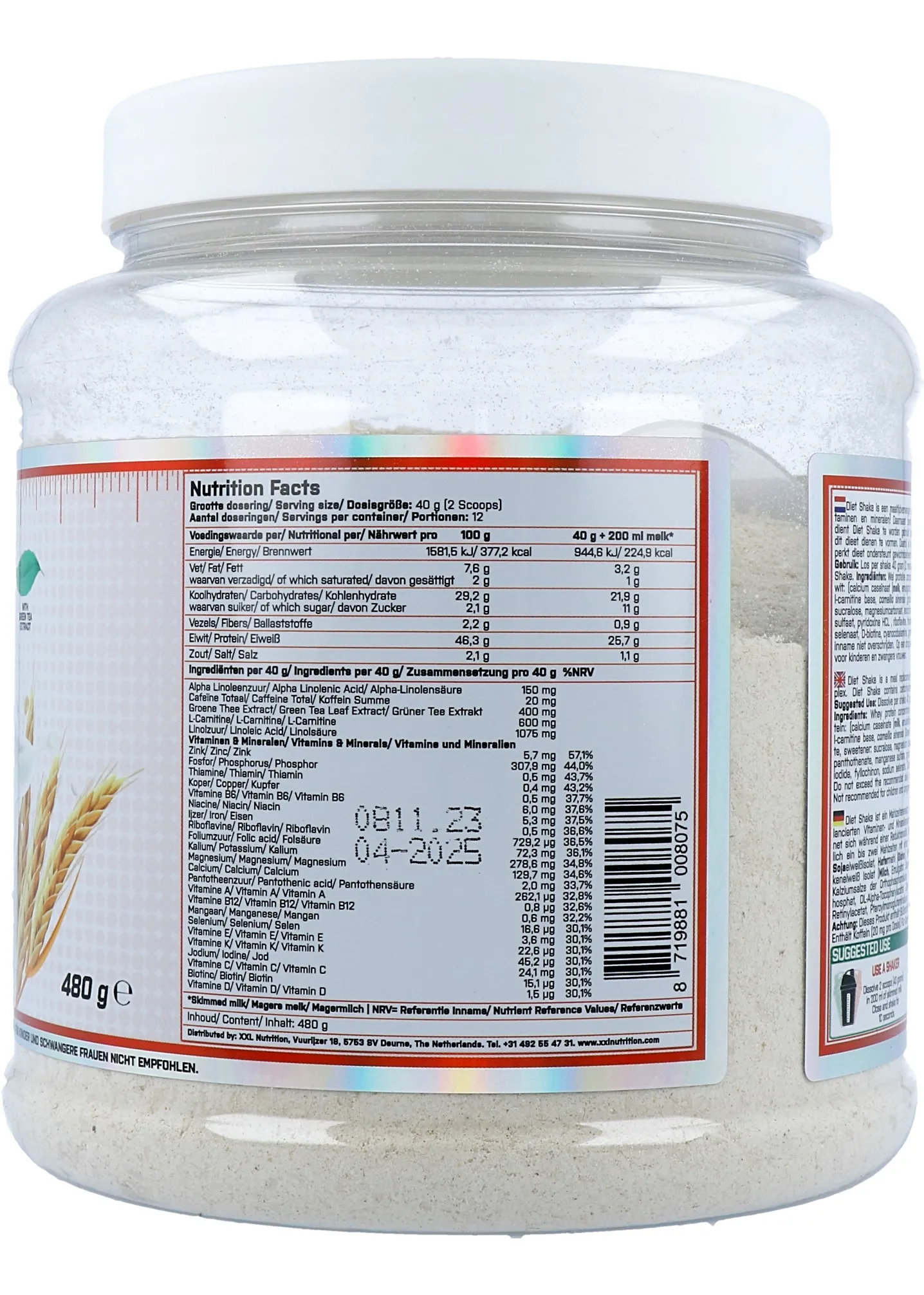 XXL Nutrition Diet Shake Cookies & Cream (480 gr)