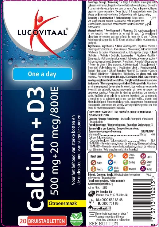 Lucovitaal Calcium 500mg  + D3 (20 bruistabletten)