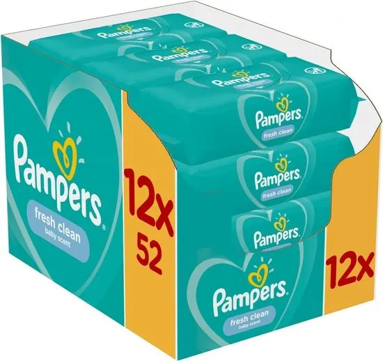 Pampers Babydoekjes Fresh Clean (12 x 52 stuks)