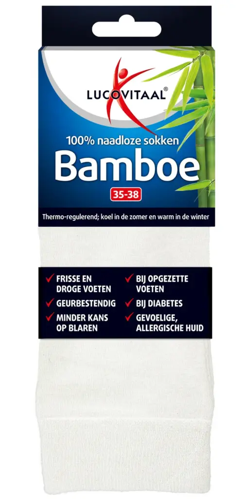 Lucovitaal Bamboe Sok Lang Wit 35-38 (1 paar)