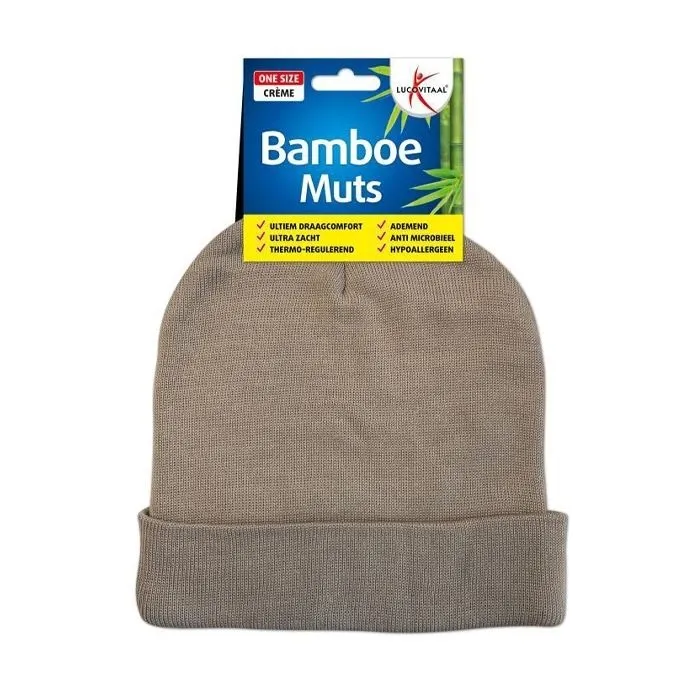 Lucovitaal Bamboe Muts Beige (1 stuk)