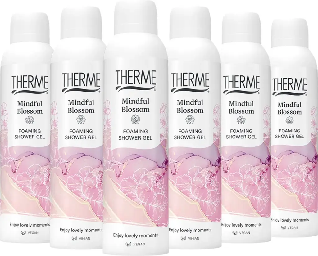 6x Therme Mindfull blossom foaming showergel (200 ml)