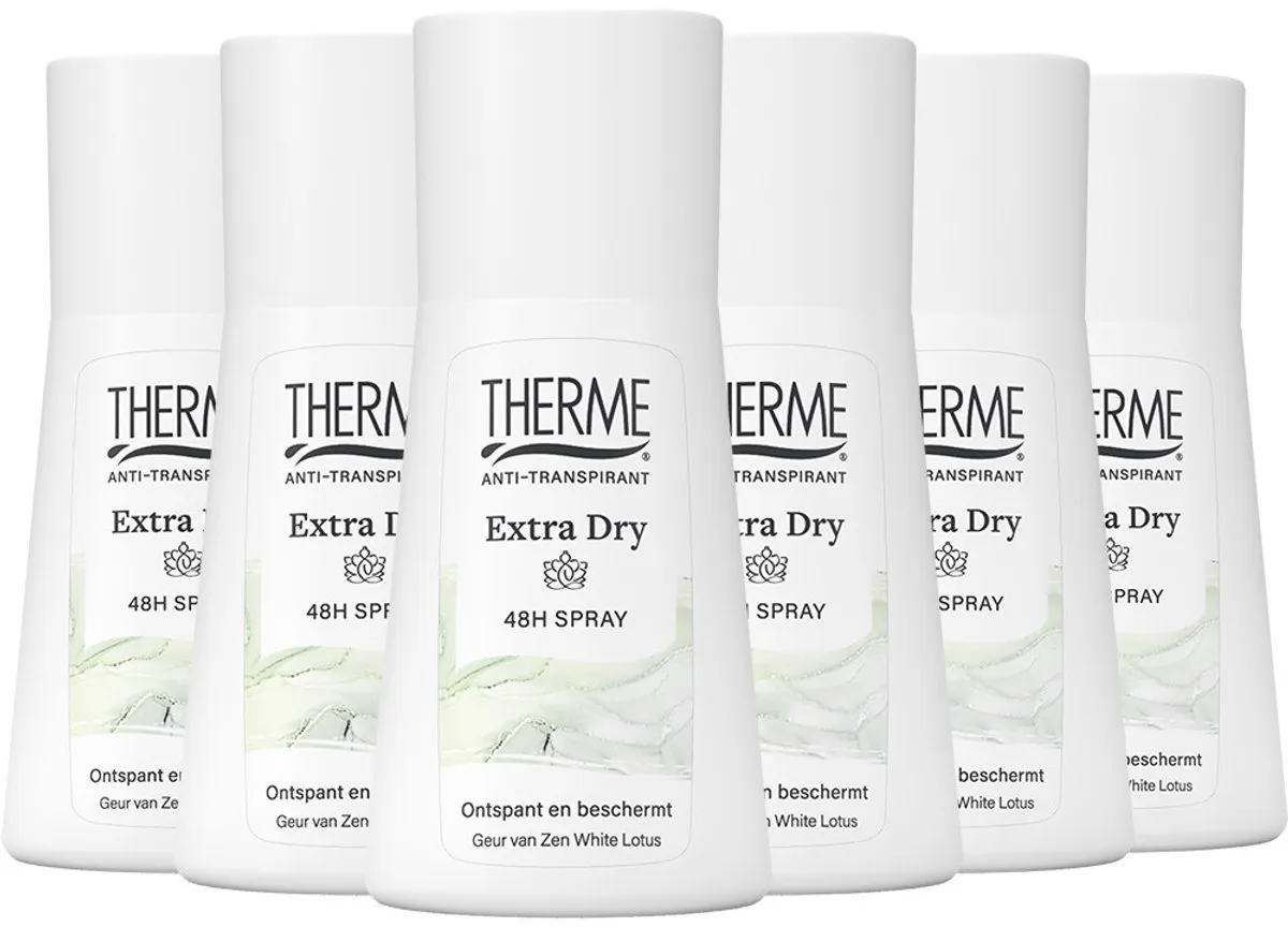 6x Therme Deospray anti-transpirant extra dry (75 ml)