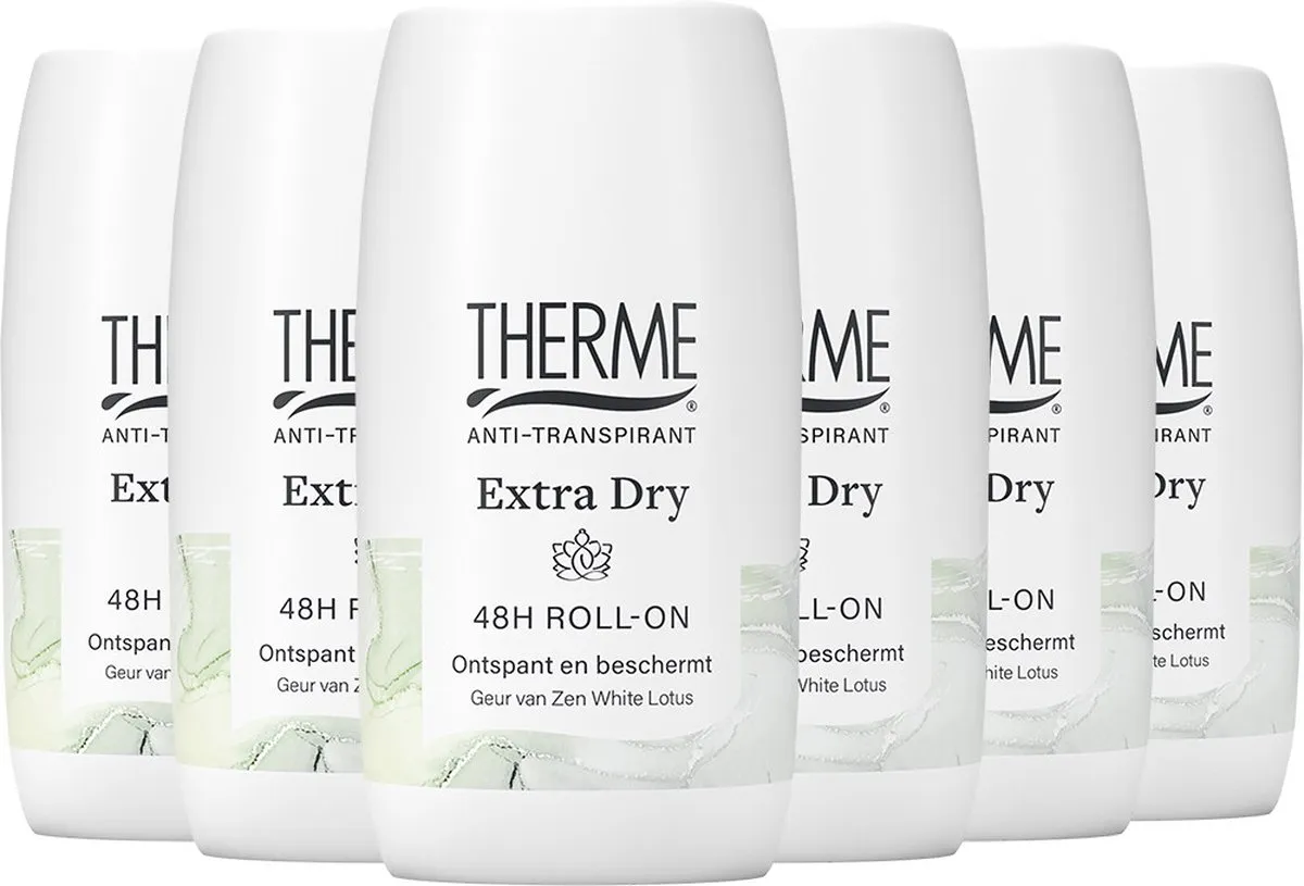 6x Therme Extra dry anti transpirant zen white lotus roller (60 ml)