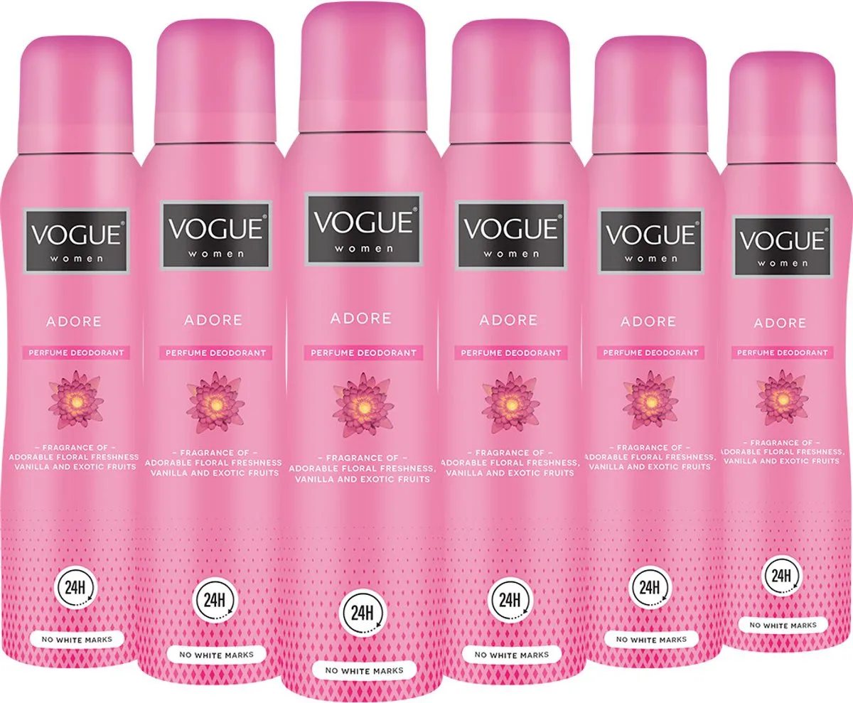 6x Vogue Women Adore Parfum Deodorant (150 ml)