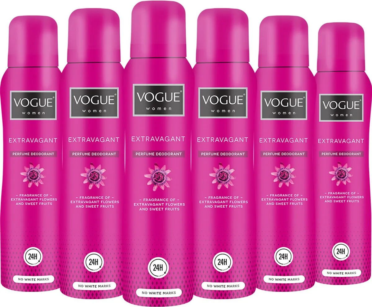 6x Vogue Women Parfum deodorant extravagant (150 ml)