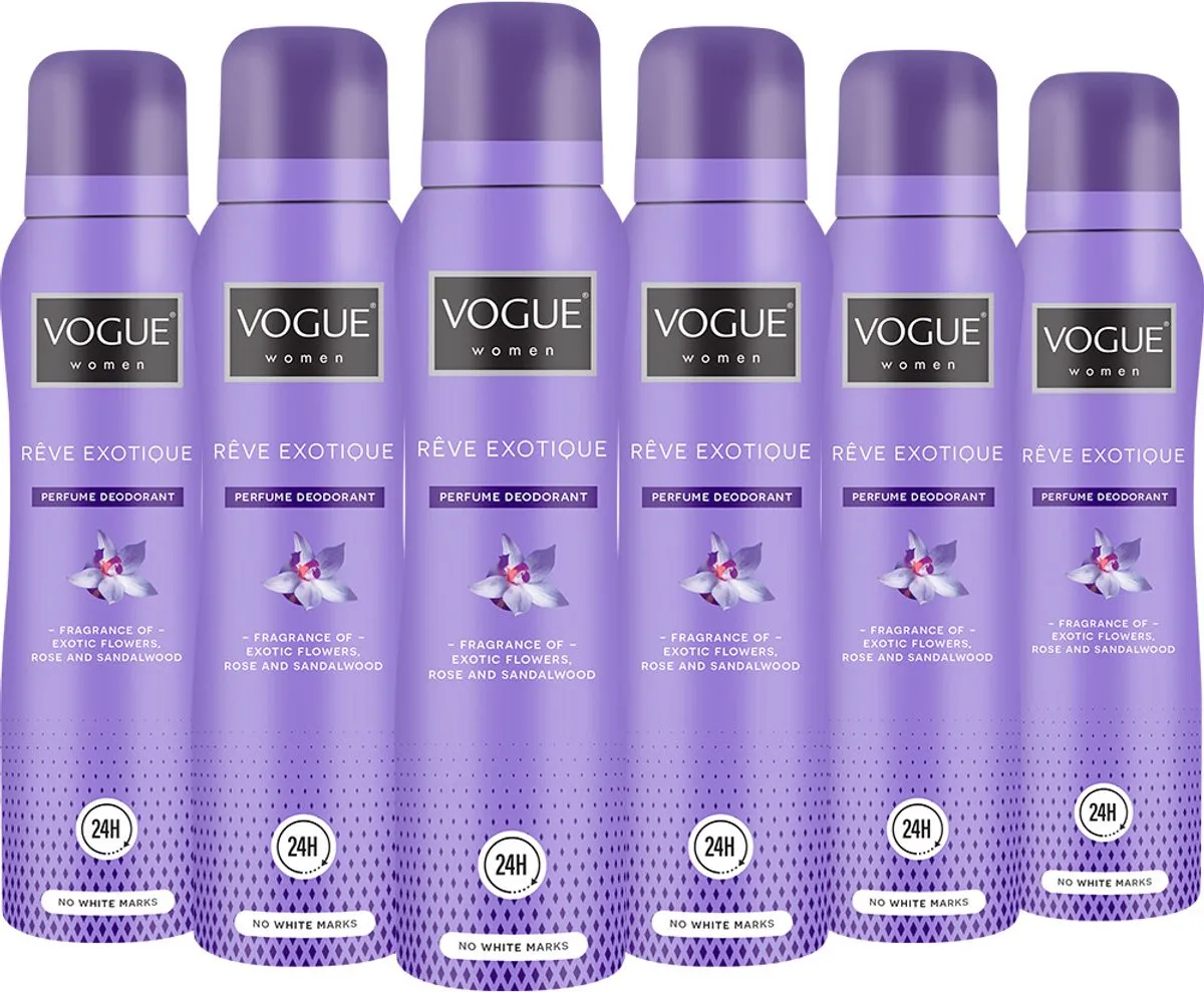 6x Vogue Women Parfum deodorant reve exolique (150 ml)