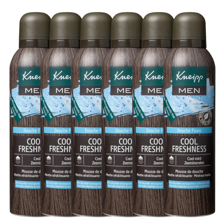 6x Kneipp Men douche foam cool freshness cool mint zeeminera (200 ml)
