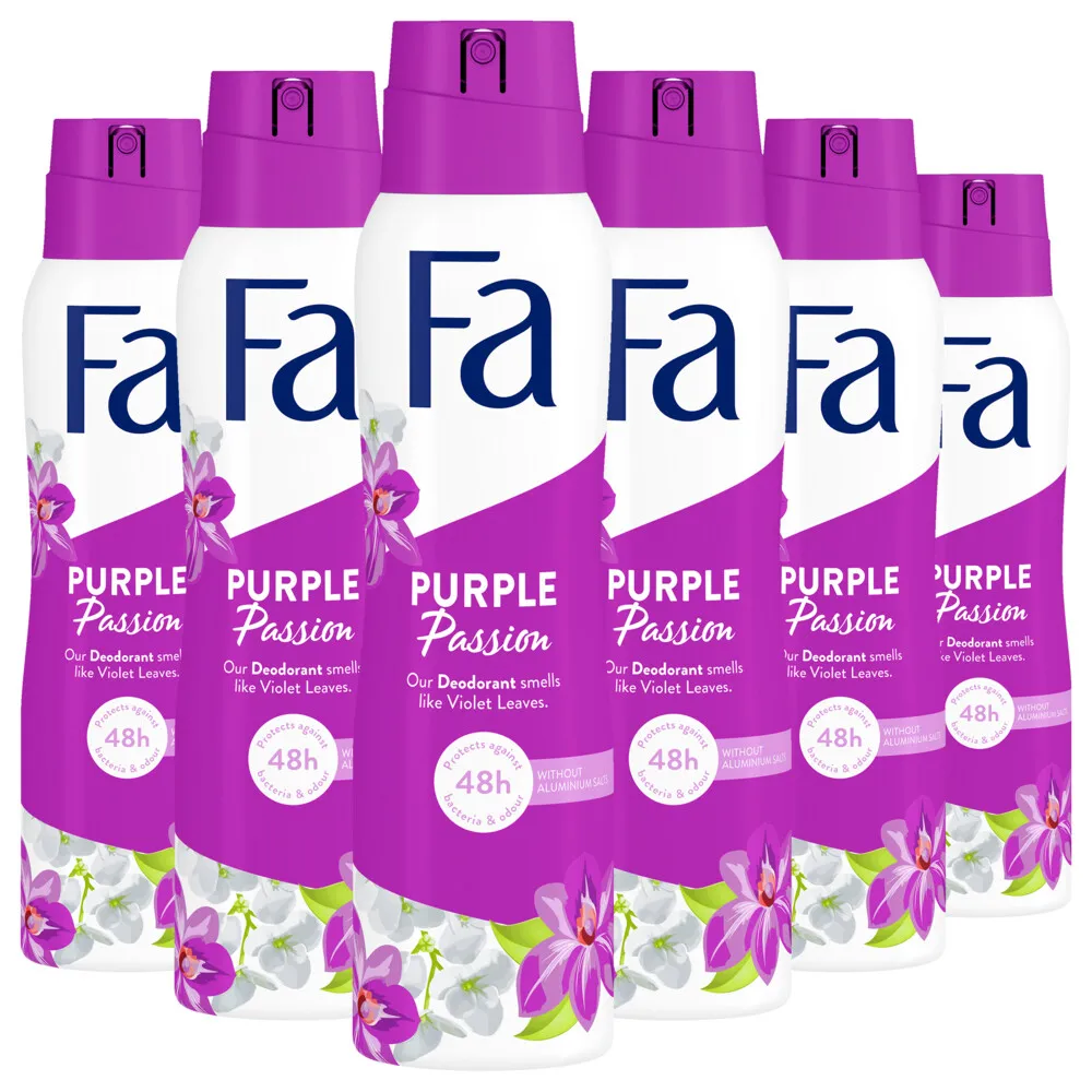 6x Fa Deodorant spray purple passion (150 ml)
