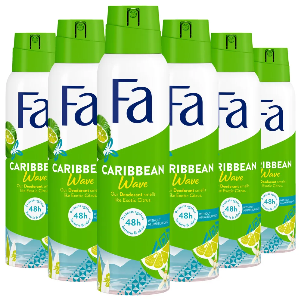 6x Fa Deodorant spray caribbean lemon (150 ml)
