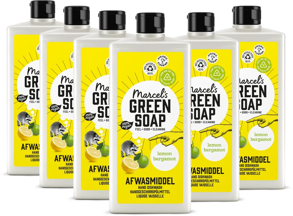 6x Marcel's Green Soap Afwasmiddel Lemon & Bergamot (500 ml)