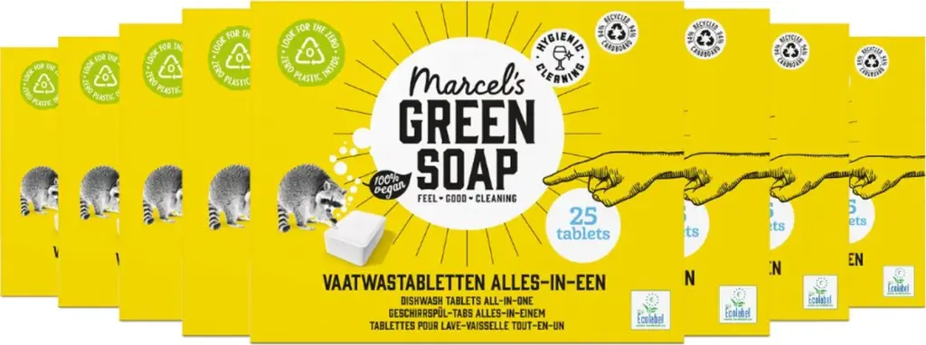 8x Marcel's Green Soap Vaatwastabletten Grapefruit & Limoen All-In-One (25 stuks)
