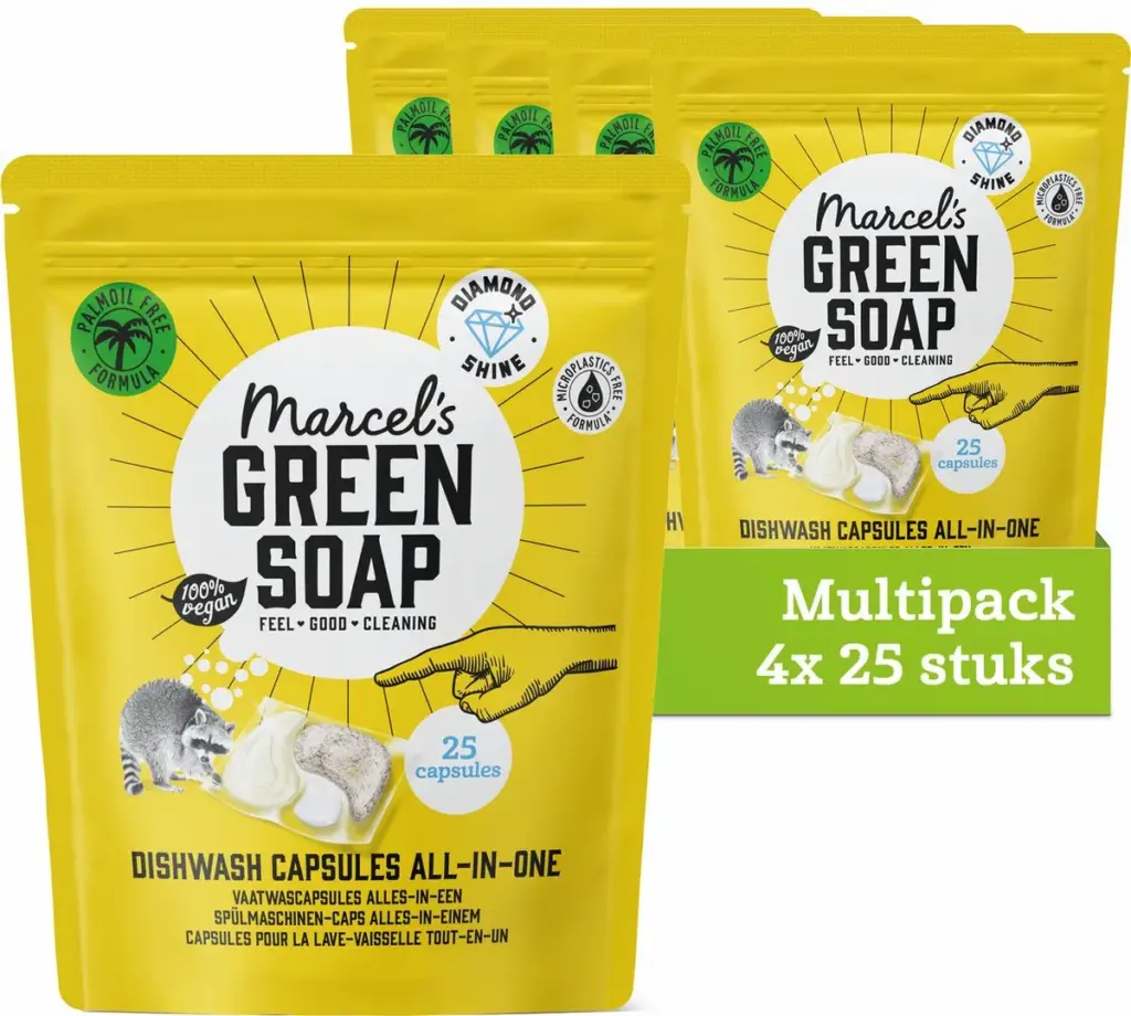 4x Marcel's Green Soap Dishwash capsules (25 stuks)