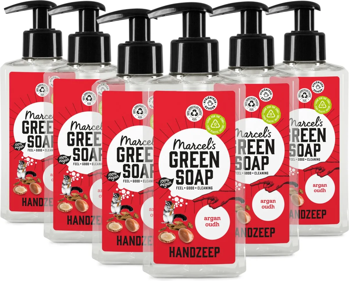 6x Marcel's Green Soap Handzeep Argan & Oudh (250 ml)