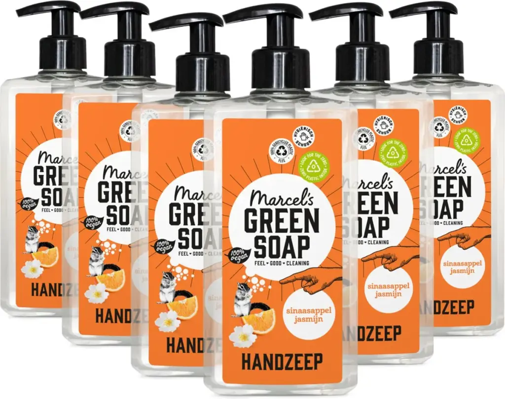 6x Marcel's Green Soap Handzeep sinaasappel & jasmijn (500 ml)