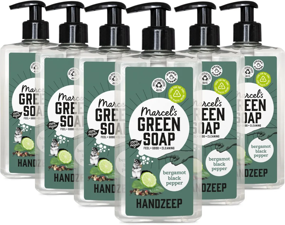 6x Marcel's Green Soap Handzeep Bergamot & Black Pepper (500 ml)