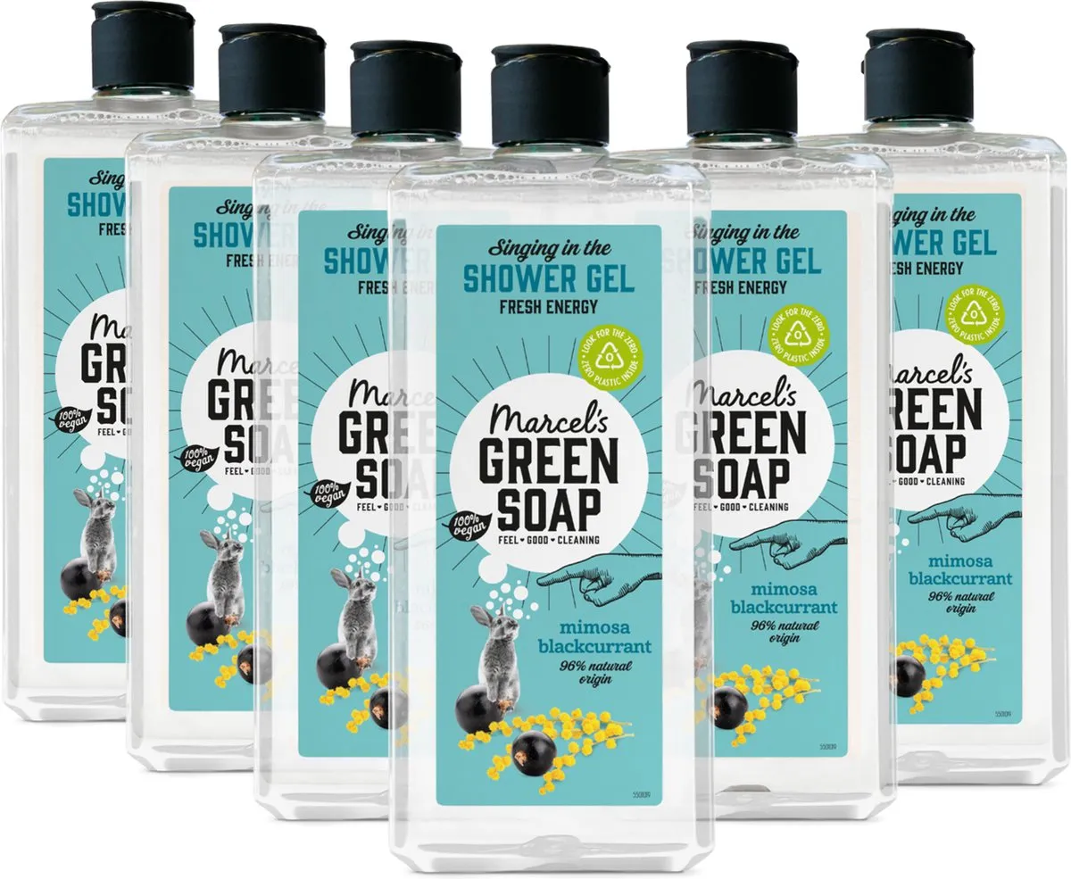 6x Marcel's Green Soap Shower gel Mimosa & Black Current (300 ml)