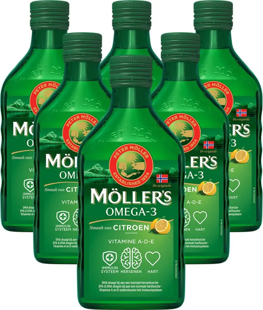 6x Mollers Omega-3 Levertraan Citroen (250 ml)