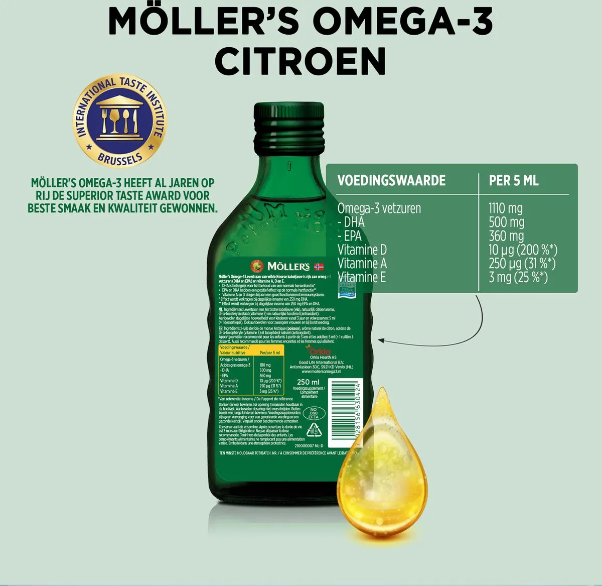6x Mollers Omega-3 Levertraan Citroen (250 ml) - image 2
